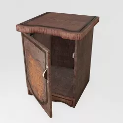 Lacquered Wood Rigged Furniture Nightstand With Pattern Pbr Low-poly 3D model