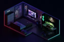 Low Poly Isometric - Gaming Bedroom Low-poly 3D model