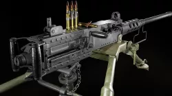 M2 Browning with tripod Low-poly 3D model