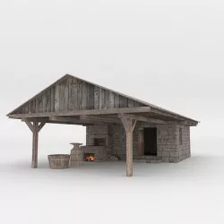 Medieval Fantasy Forge Fachwerk 006 Low-poly 3D model