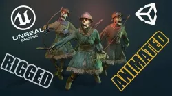 Medieval Skeleton Archer Low-poly 3D model