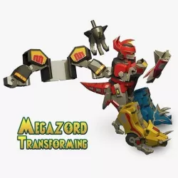 Megazord Power Rangers transforming Low-poly 3D model
