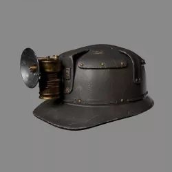 Mining helmet with carbide lamp Low-poly 3D model