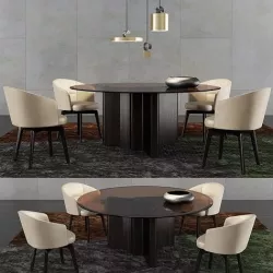 Minotti Lou Dining Table and Amelie Dining Chair 3D model