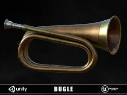 Old British Bugle  Low-poly 3D model