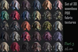 Pack-3 of 30 Seamless fabric PBR Texture
