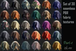 Pack of 30 Seamless fabric PBR  Texture