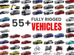 PACK Of 55 Fully Rigged High Detailed Transportation Models Low-poly 3D model