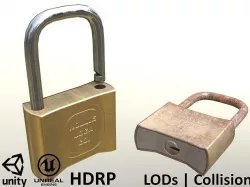 Padlock Clean and Rusty - Unity - HDRP - UE4 Low-poly 3D model