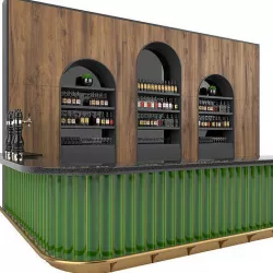 Restaurant Bar Set 01 with green Ceramic tiles 3D model