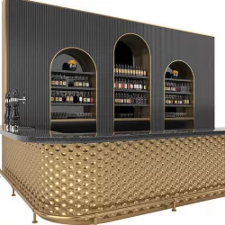 Restaurant Bar Set 02 with Gold Ceramic tiles 3D model