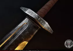 Runic Flachion Sword - Steel and Bronze - PBR game ready weapon Low-poly 3D model