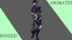 Sci-Fi  Ranger Blue color Low-poly 3D model