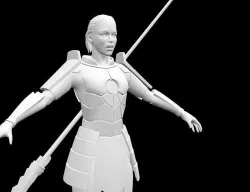 Sci-fi samurai girl highpoly 3D model