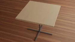 Square wood table with metal cross base 3D model