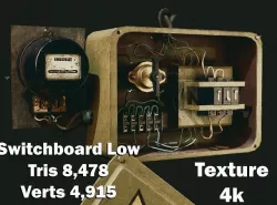 Switchboard Electric board Electricity meter Low-poly 3D model