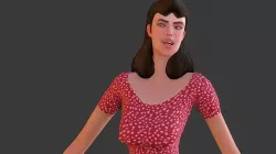 Vintage Fifties Style Girl Low-poly 3D model