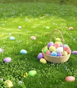Wicker Basket With Eggs for Easter  3D model