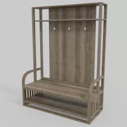 Wooden Hall Bench 3D model