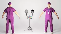 Young surgical doctor male in A-pose 163 Low-poly 3D model