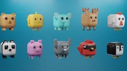 3D Cute animal cube character pack Low-poly 3D model