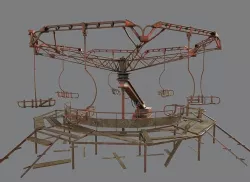 Abandoned Merry-Go Round-Ferris wheel in Chernobyl 3D model