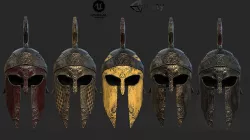 Antique spartan helmet the Corinthian type Low-poly 3D model