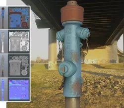  Blue Fire Hydrant VAG - Version 2 - Rusty 1 Low-poly 3D model