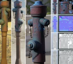  Blue Fire Hydrant VAG - Version 2 - Rusty 2 Low-poly 3D model
