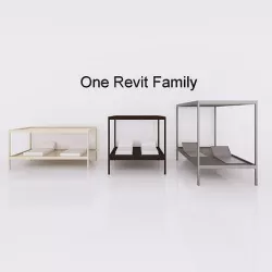 Camp bed - Full parametric Revit Family Low-poly 3D model