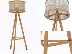 Cane rattal floor lamp 3D model