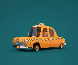cartoon taxi  3D model
