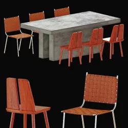 CB2 DINNING TABLE AND CHAIRS 3D model