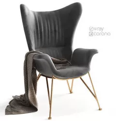 Chair Shrimp Alcantara Gray 3D model