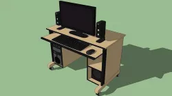 Computer Setup with Desk - Tower Monitor Keyboard Etc 3D model