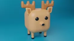 Cute cartoon Deer 3d cube stylized Character animal 3D model Low-poly 3D model