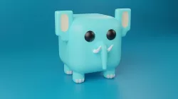 Cute cartoon Elephant 3d cube stylized Character animal 3D model Low-poly 3D model