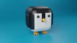 Cute cartoon Penguin 3d cube stylized Character animal Lowpoly Low-poly 3D model