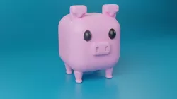 Cute cartoon Pig 3d cube stylized Character animal Lowpoly Low-poly 3D model