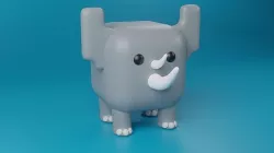 Cute cartoon Rhinoceros 3d cube stylized Character animal Low-poly 3D model