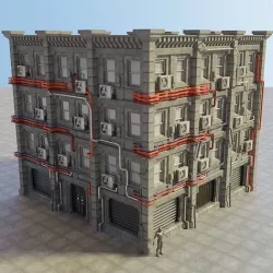 Cyberpunk Piped Building 3D model