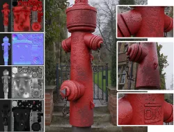 Fire Hydrant VAG 2 - Red and Rosty 1 -  Low-poly 3D model