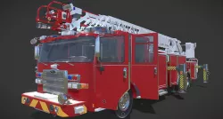 Firetruck Pierce 105 HEAVY-DUTY STEEL AERIAL LADDER Low-poly 3D model