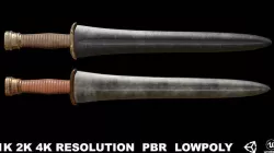 Greek Sword Xiphos 03 Low-poly 3D model