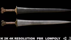 Greek Sword Xiphos 04 Low-poly 3D model