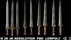 Greek Sword Xiphos Collection Low-poly 3D model