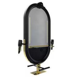 hairdresser table mirror black brass furniture polished 3D model
