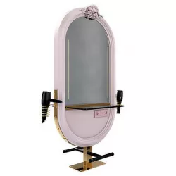 hairdresser table mirror pink gold shiny 3D model