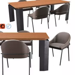 Izoard Chair And Panta Rei Table 3D model
