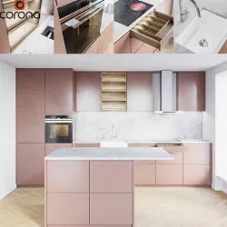 Kitchen collection - 1 Modern pink kitchen 3D model